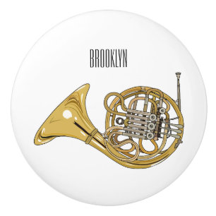 French horn cartoon illustration ceramic knob
