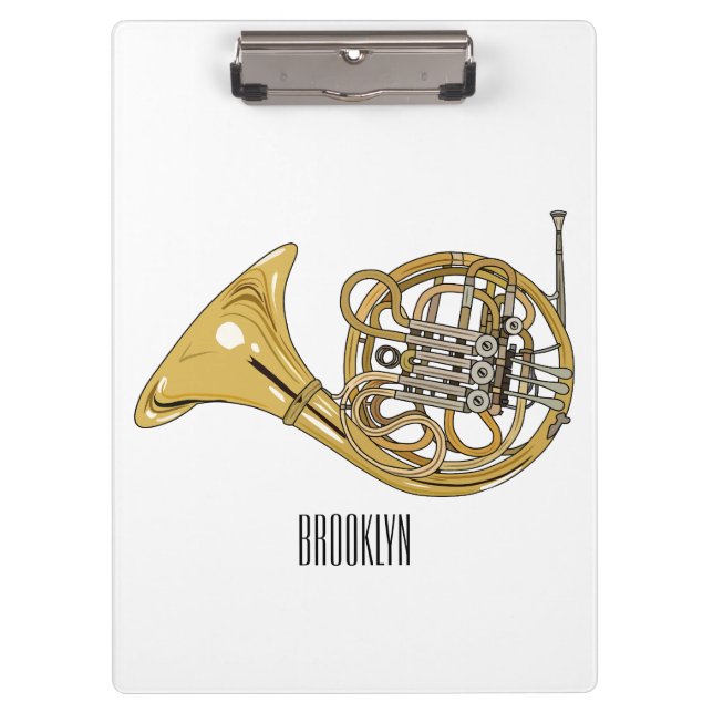 French horn cartoon illustration  clipboard (Front)