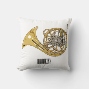 French horn cartoon illustration  cushion