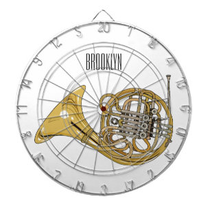 French horn cartoon illustration dartboard
