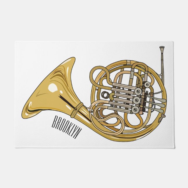 French horn cartoon illustration  doormat (Front)