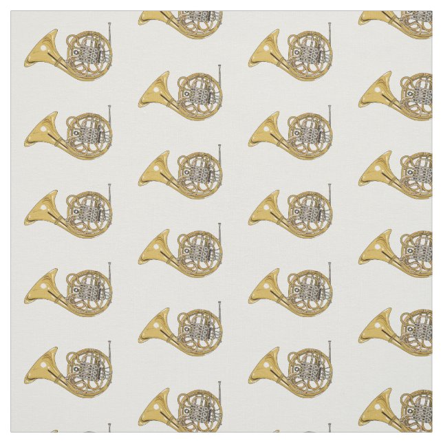 French horn cartoon illustration  fabric (Swatch)