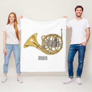 French horn cartoon illustration  fleece blanket