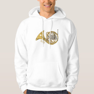 French horn cartoon illustration  hoodie