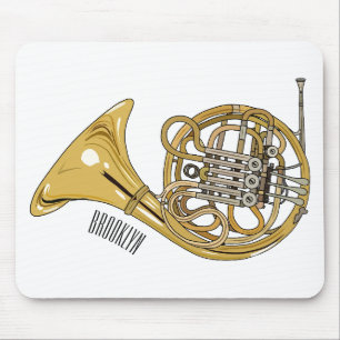 French horn cartoon illustration mouse mat