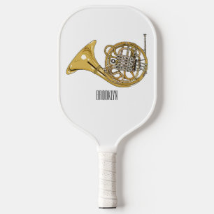 French horn cartoon illustration  pickleball paddle
