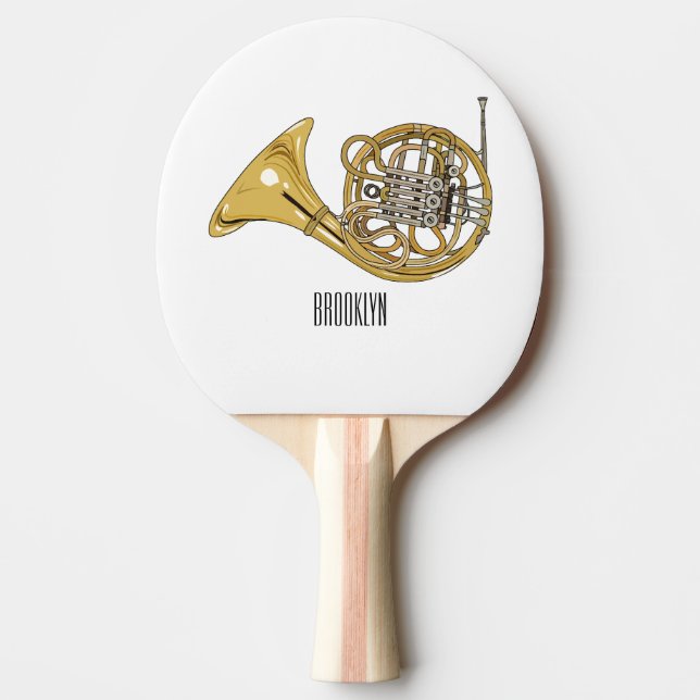 French horn cartoon illustration  ping pong paddle (Front)