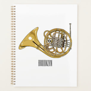French horn cartoon illustration  planner
