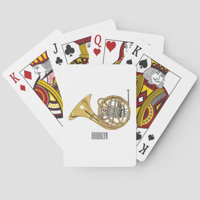 French horn cartoon illustration  playing cards (Back)