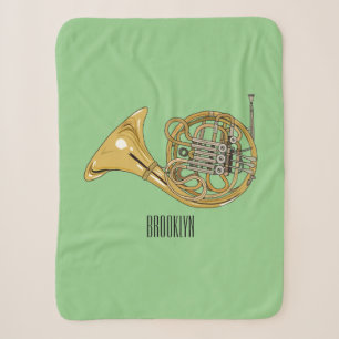 French horn cartoon illustration sherpa blanket