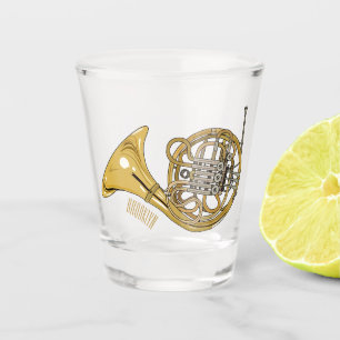 French horn cartoon illustration  shot glass