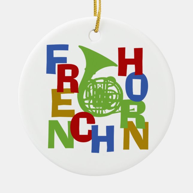 French Horn Ceramic Tree Decoration (Front)
