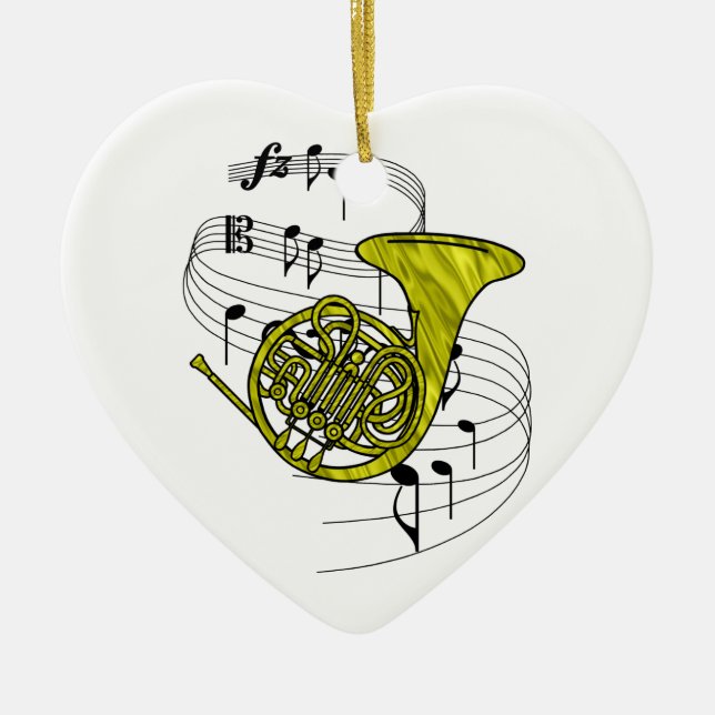 French Horn Ceramic Tree Decoration (Front)