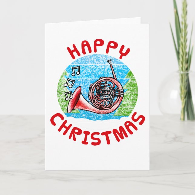 French Horn Christmas Card Hornist Brass Musician (Front)