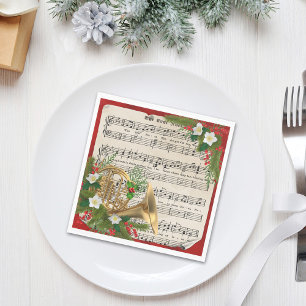 French Horn Christmas Sheet Music Napkin