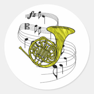 French Horn Classic Round Sticker