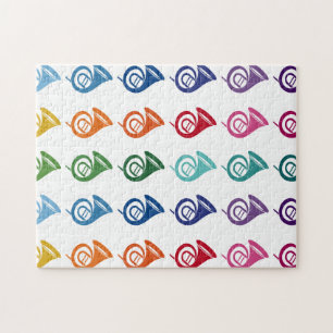 French Horn Colourful Fun Array Music Jigsaw Puzzle