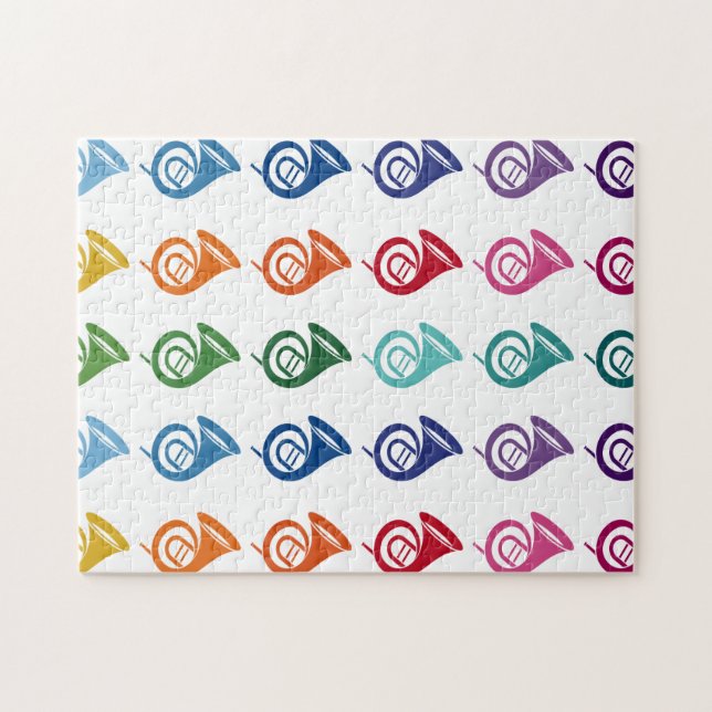 French Horn Colourful Fun Array Music Jigsaw Puzzle (Horizontal)