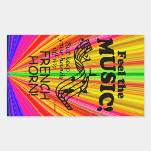 French Horn Feel The Music Rectangular Sticker