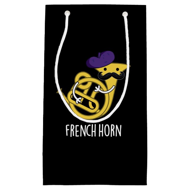 French Horn Funny Music Instrument Pun Dark BG Small Gift Bag (Front)