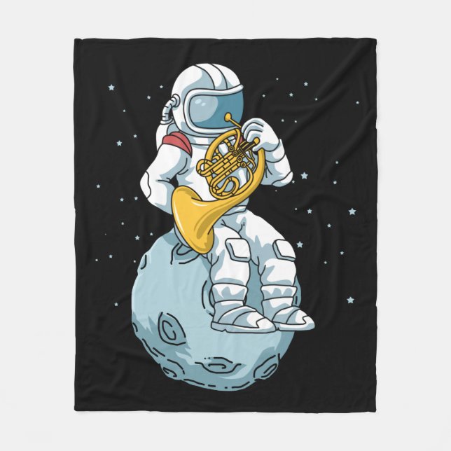 French Horn Gifts Men Brass Music French Horn Fleece Blanket (Front)