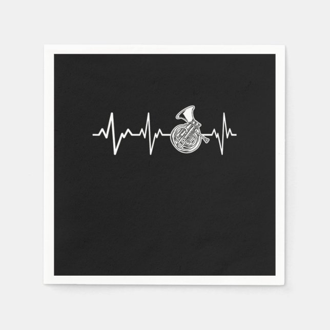French Horn Heartbeat Hornist Gift Idea Napkin (Front)