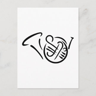 French horn instrument postcard