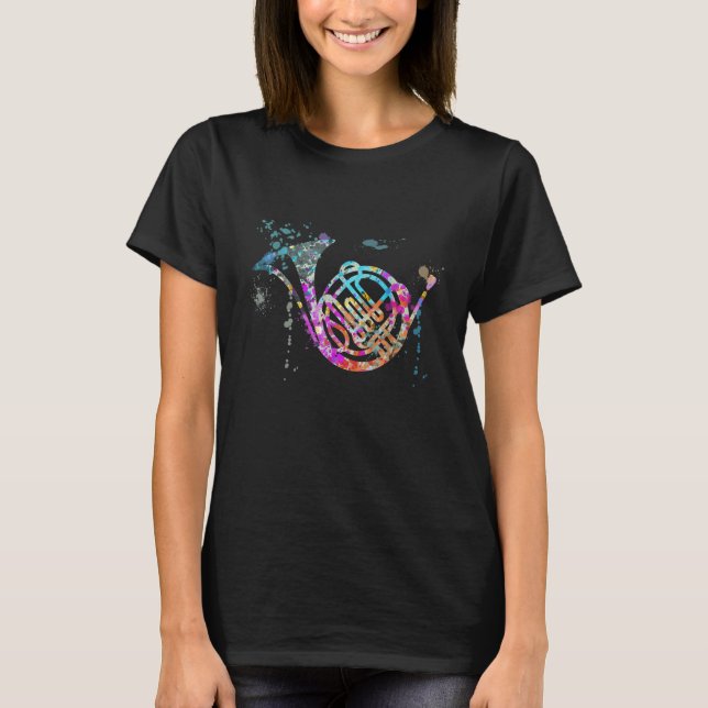 French Horn Instrument Silhouette French Horns T-Shirt (Front)