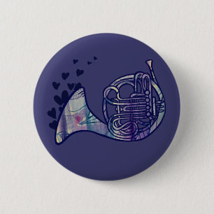 French Horn Love Band Class Art 6 Cm Round Badge