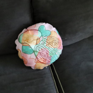 French Horn Love Band Class Art Heart              Round Cushion