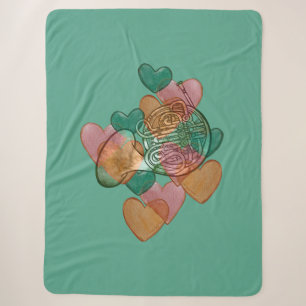 French Horn Love Band Class Art Heart Sherpa Blanket