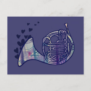 French Horn Love Band Class Art Postcard