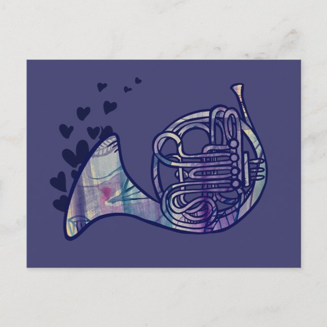 French Horn Love Band Class Art Postcard (Front)