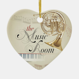 French Horn Music Room Ceramic Tree Decoration