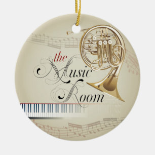 French Horn Music Room Ceramic Tree Decoration