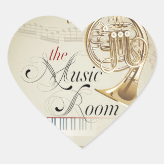 French Horn Music Room Heart Sticker