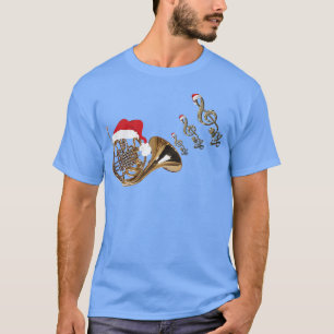 French horn Music Shirt Santa Hat Christmas Musica