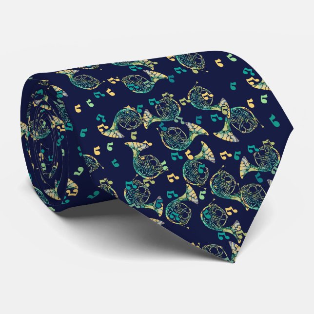 French Horn Music Teacher Musicians Tie (Rolled)