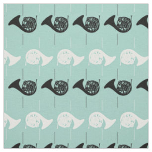 French Horn Musical Instrument Band Orchestra Teal Fabric