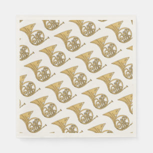 French Horn Musical Instrument Drawing Napkin