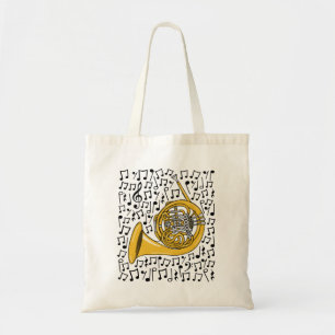 French Horn Musical Notes Brass Music Teacher Tote Bag