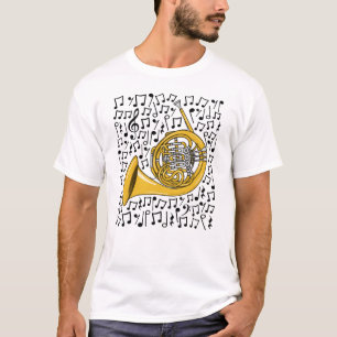 French Horn Musical Notes Brass Musician T-Shirt