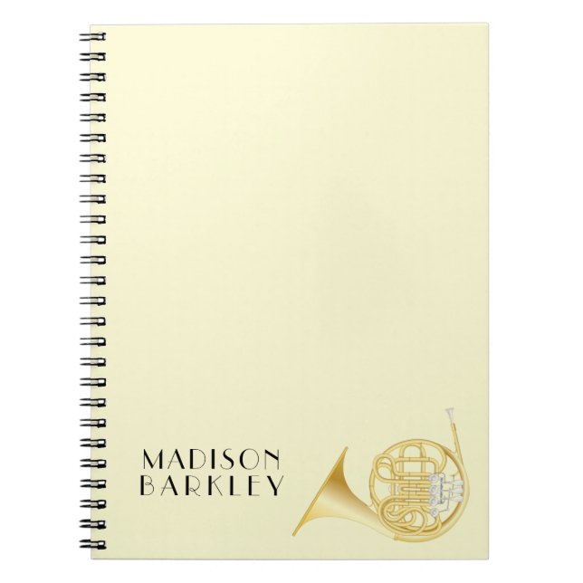 French Horn Musician Band Teacher Notebook (Front)