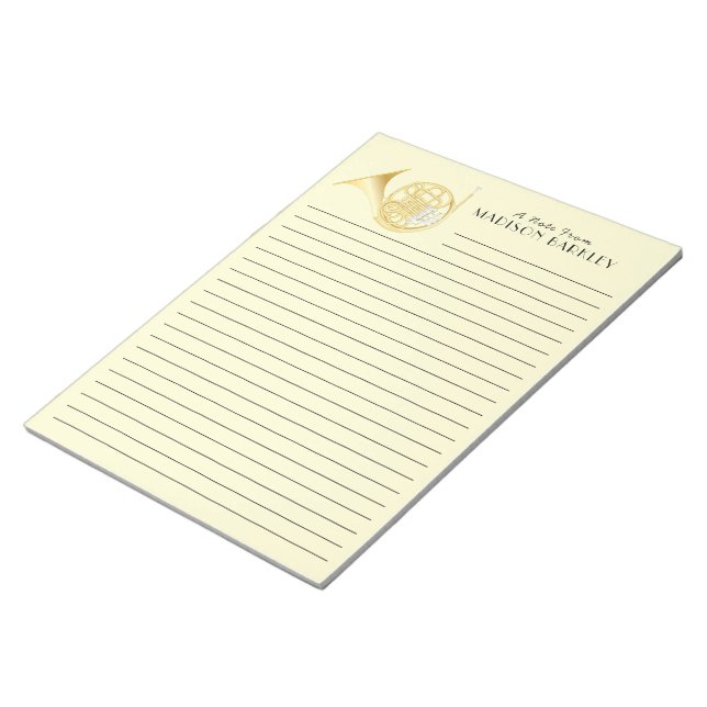 French Horn Musician Band Teacher Notepad (Angled)