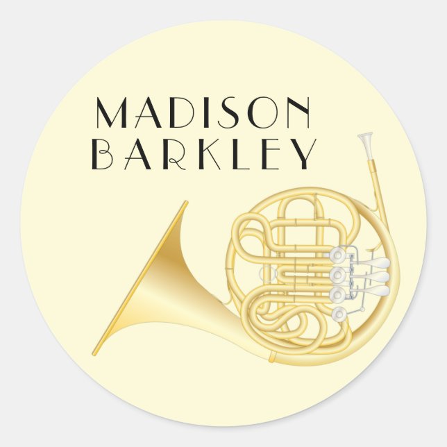 French Horn Musician Band Teacher Oval Sticker (Front)