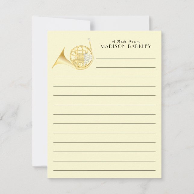 French Horn Musician Band Teacher Thank You Card (Front)