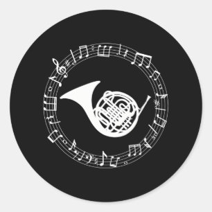 French Horn Musician Instrument Horn Player Classic Round Sticker