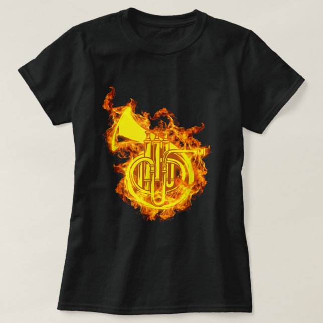 French Horn On Fire Gift French Horn Lover3 T-Shirt (Design Front)