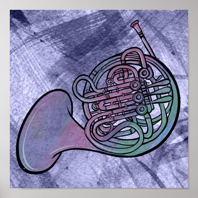 French Horn Painting Artwork Band Class            Poster (Front)