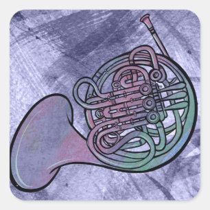 French Horn Painting Artwork Band Class Square Sticker